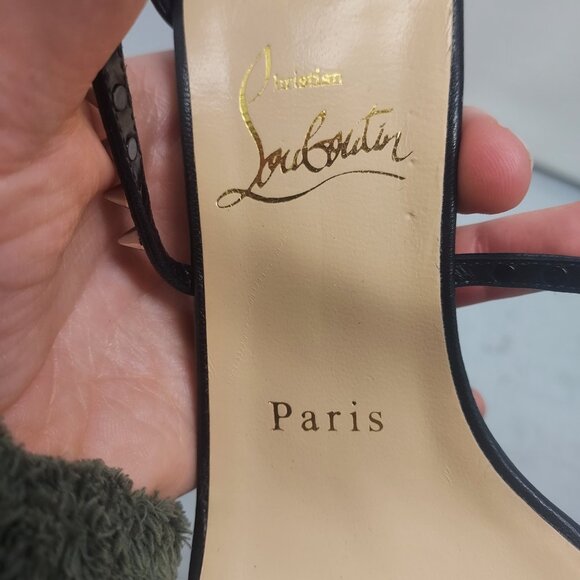 CHRISTIAN LOUBOUTIN Black Choca Strappy Sandal Heel Shoe - Picture 5 of 12